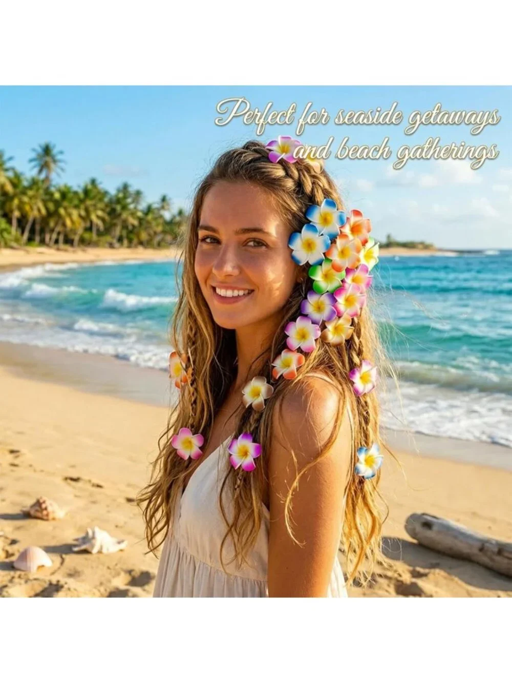110 Pcs Plumeria Foam Hair Clips - Hawaiian Floral Accessories for Weddings